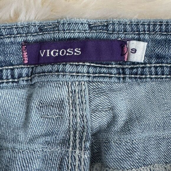 Vigoss Bootcut Jeans Juniors 9 Distressed Low Waist Blue Denim Measures 30 x 29 - Picture 3 of 10